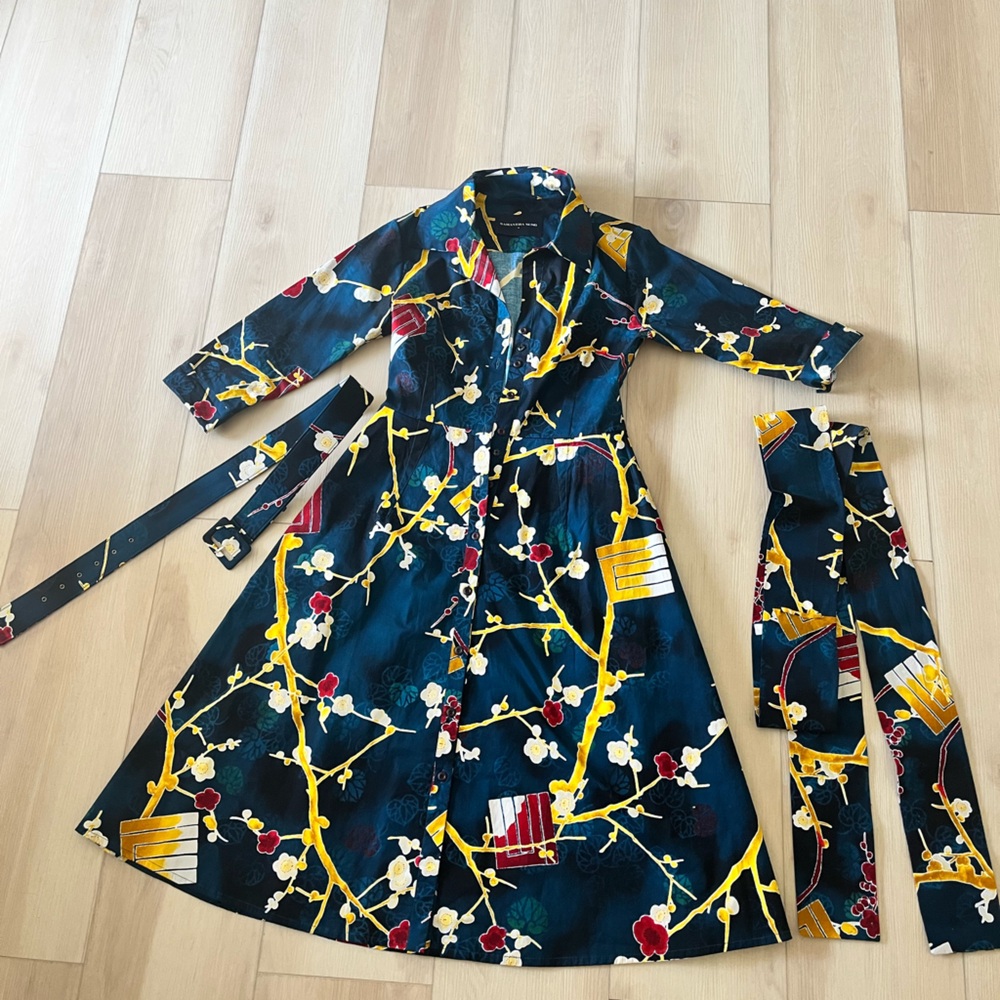 Floral Long Sleeve Dress with Belt